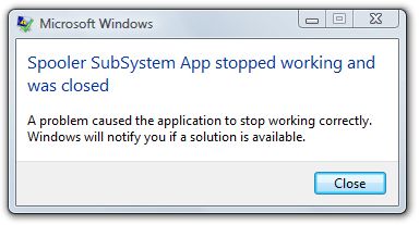 Spooler Subsystem App Windows Has Closed This Program