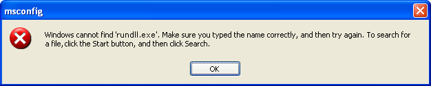 Windows cannot find rundll.exe