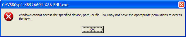 Windows can't access the specified device, path or file