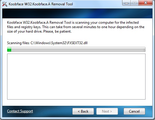 Koobface Removal Tool screen shot