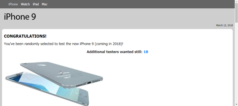 What is You've Been Selected To Test iPhone 9
