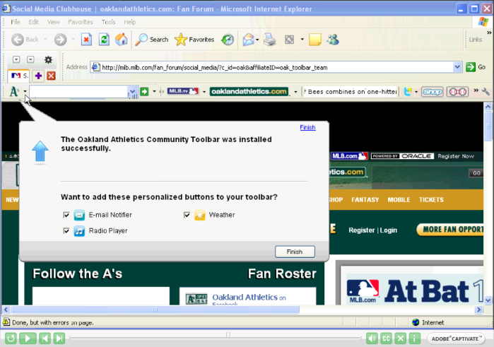 Oakland Athletics Toolbar