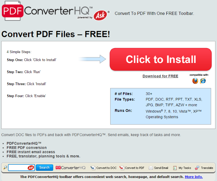 PDFConverterHQ Toolbar