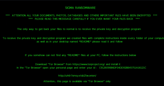 SIGMA Ransomware
